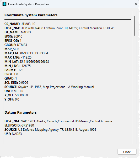 Coordinate System Properties